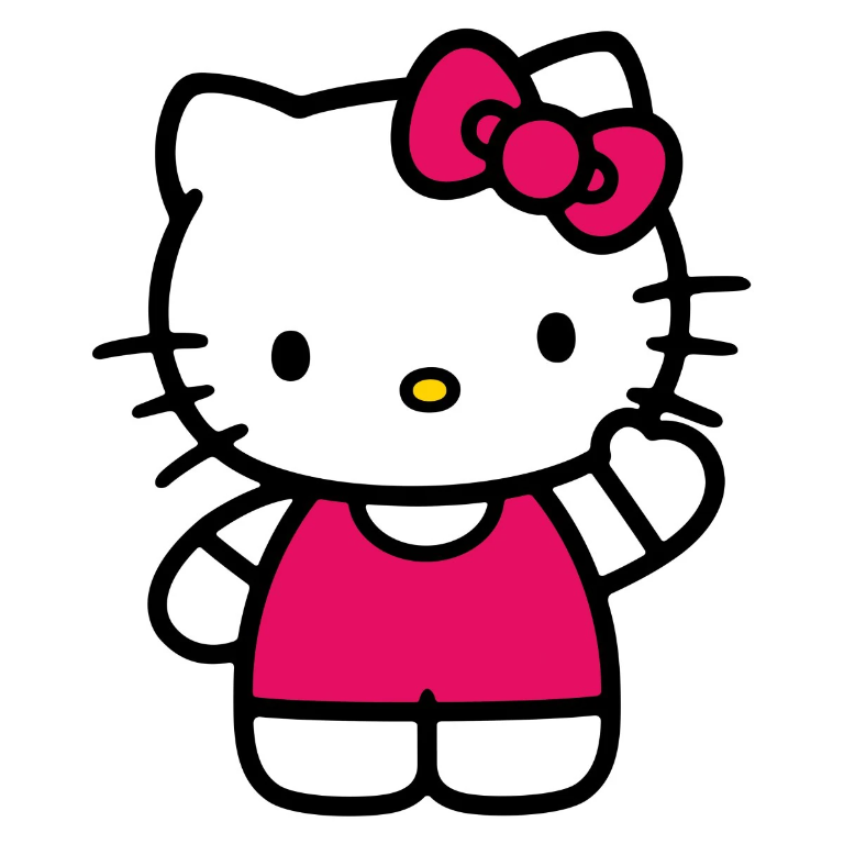 Hello Kitty mit roter Schleife als Geburtstagsmaskottchen